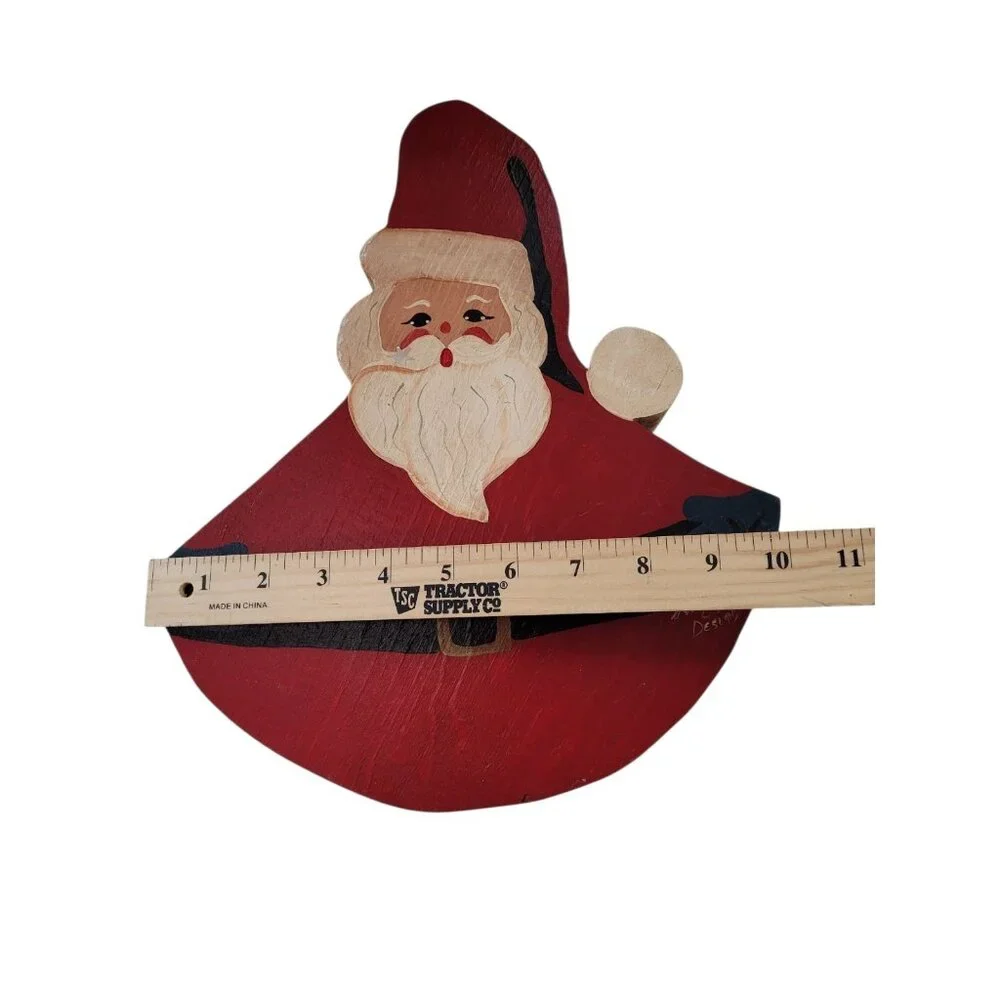 Folk Art Vintage Primitive Wood Handmade Santa Claus 3D Christmas‎ Xmas